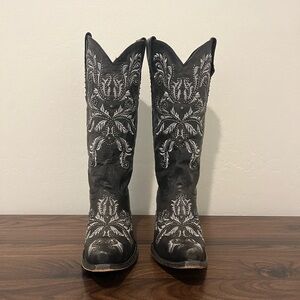 Lucchese Black and White Heeled Boots